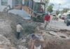 Trabaja COMAPA en reparación de fuga de ñagua potable en la colonia Hidalgo