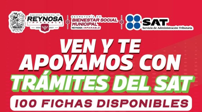 Invita Gobierno de Reynosa a jornada de trámites del SAT del 26 al 29 de octubre
