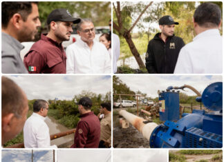 Beto Granados supervisa desfogue de agua en Matamoros tras lluvias que superaron las 17 pulgadas