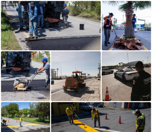 Refuerzan mantenimiento urbano y rehabilitación de vialidades en Matamoros