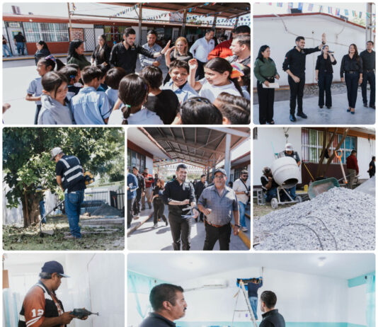 Mejoran infraestructura de primaria Vicente Cevada Vera en Matamoros; Beto Granados supervisa trabajos