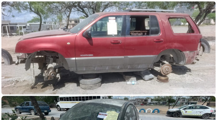 Gobierno de Reynosa notifica retiro de vehículos abandonados en calles de la colonia 20 de Noviembre