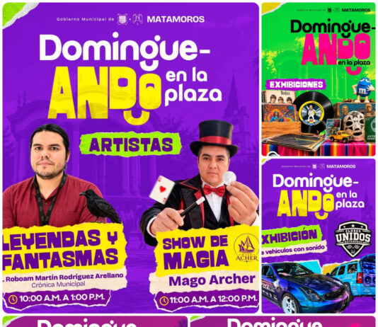 Invita alcalde Alberto Granados a disfrutar la primera edición de DomingueANDO en la Plaza Principal de Matamoros